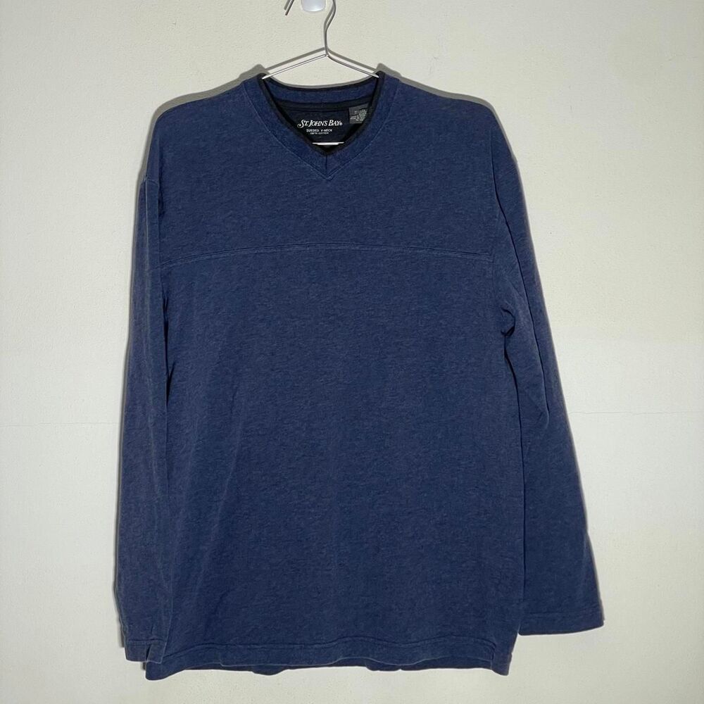 Vintage Y2K St John's Bay Men's Blue Crewneck Sweater